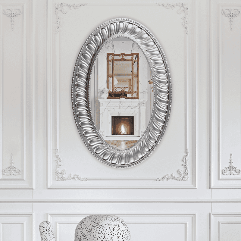 Silver oval decorative wall mirror classic style mirror