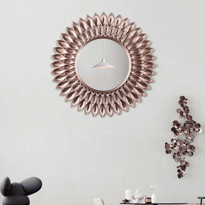 Round geometric sunburst classic style mirror