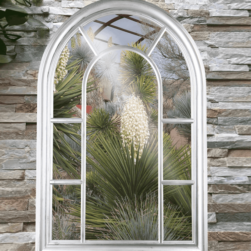 Large antique silver garden mirror