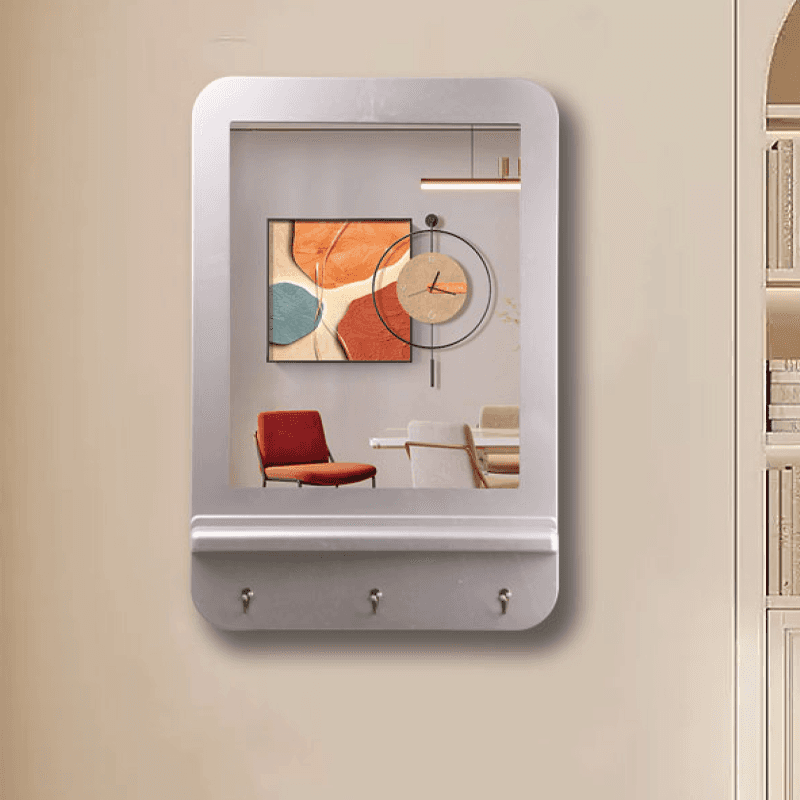 Silver wall mounted modern mirror