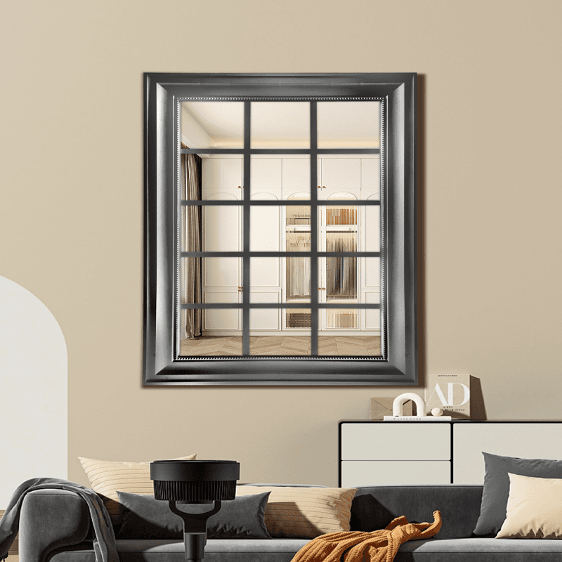 Black wall mounted garden mirror