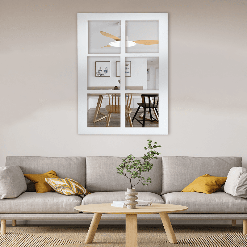 Silver framed rectangular garden mirror