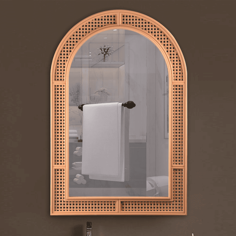 Large arched rattan mirror